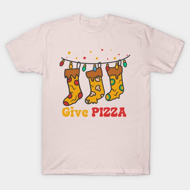 pizza christmas, give pizza T-Shirt by dadan_pm